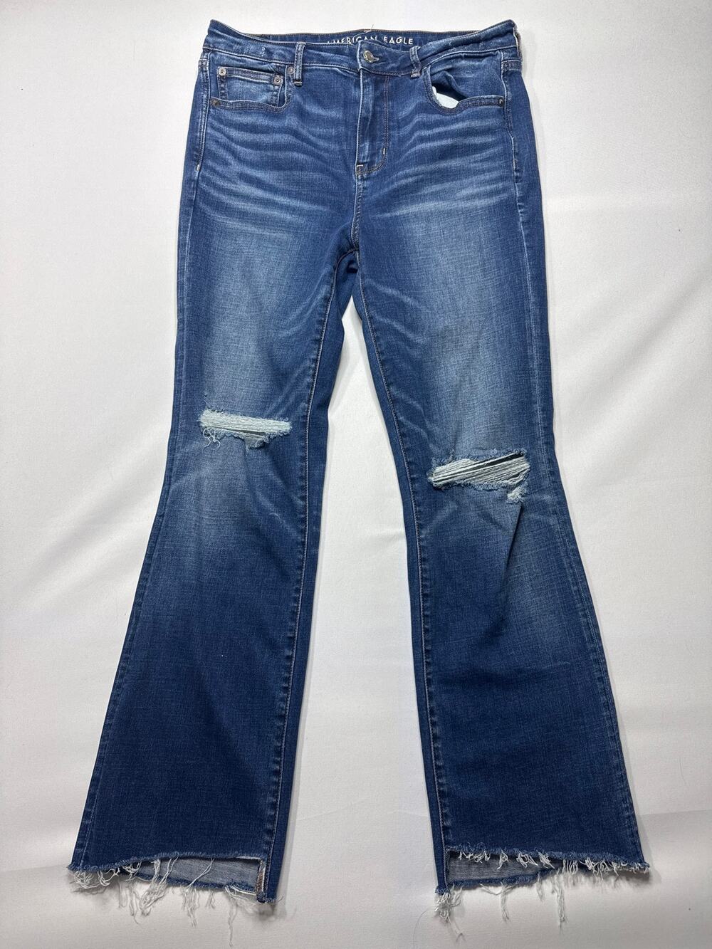 American Eagle Women's Hi-Rise Crop Flare Blue Jeans - Size 10 Long (30x28)
